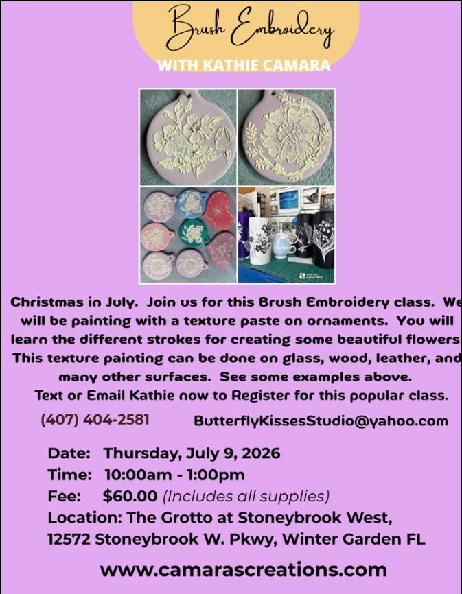 Brush Embroidery with Kathie Camara: Christmas in July Ornament Class