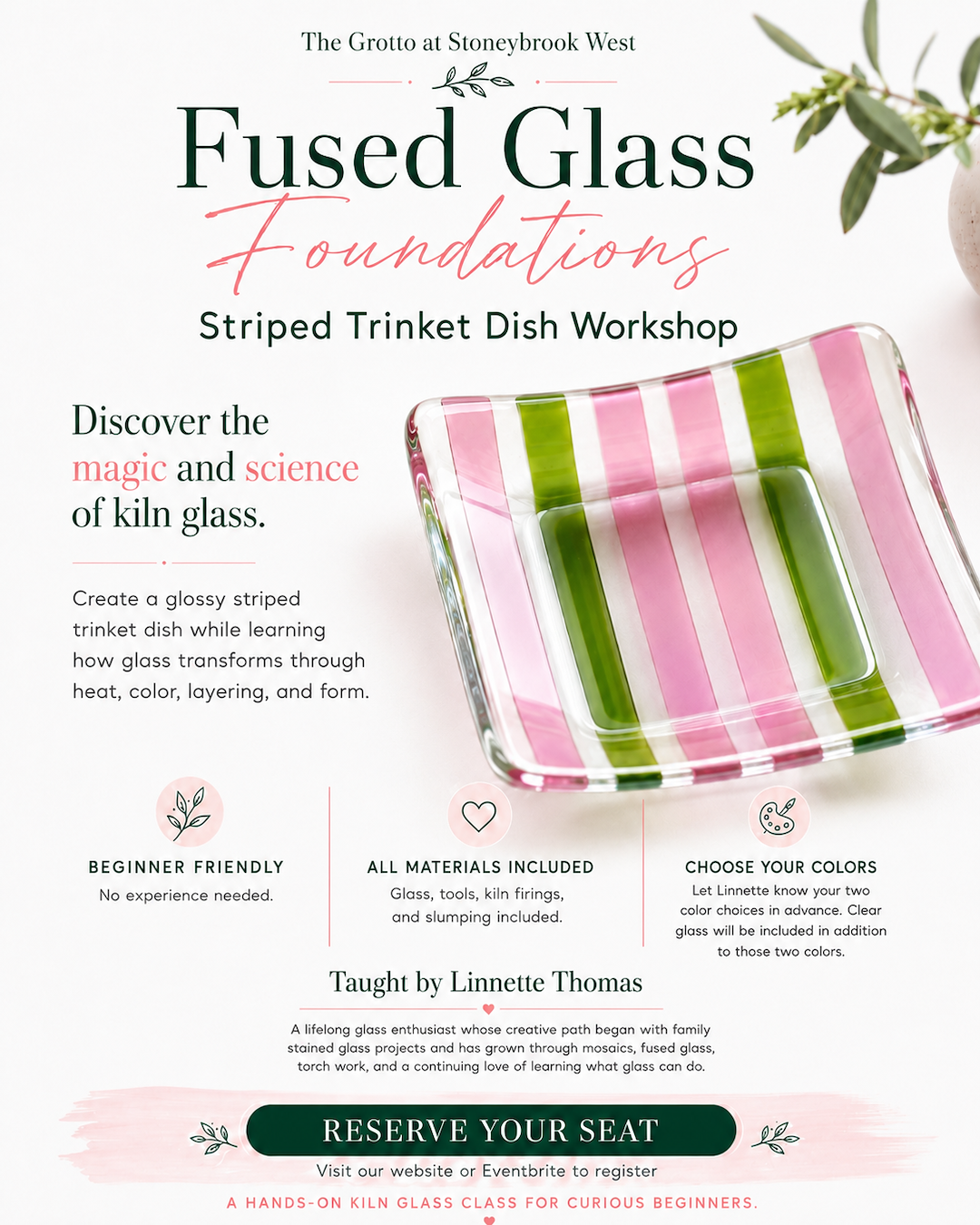 Fused Glass Foundations: Striped Trinket Dish Workshop Thumbnail